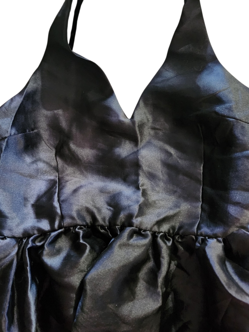 San Joy Black Satin Fit-and-Flare Dress - Picture 3 of 7